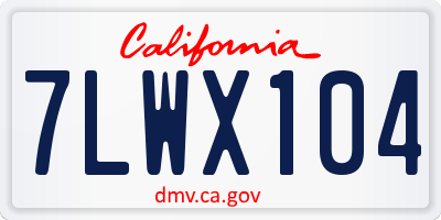 CA license plate 7LWX104