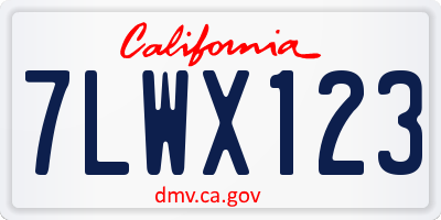 CA license plate 7LWX123