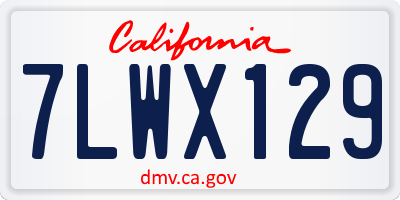 CA license plate 7LWX129