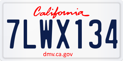 CA license plate 7LWX134