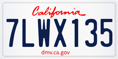 CA license plate 7LWX135