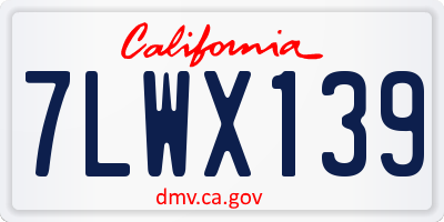 CA license plate 7LWX139