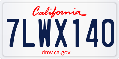 CA license plate 7LWX140