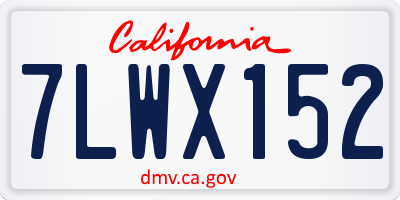CA license plate 7LWX152