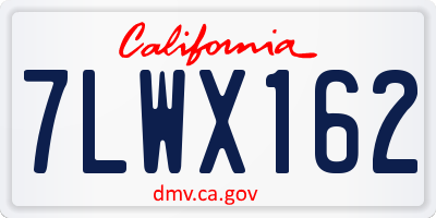 CA license plate 7LWX162