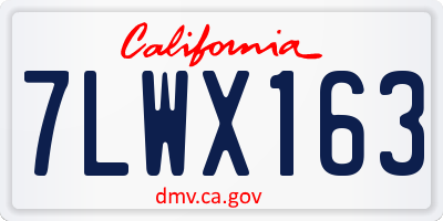 CA license plate 7LWX163