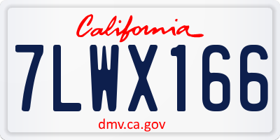 CA license plate 7LWX166