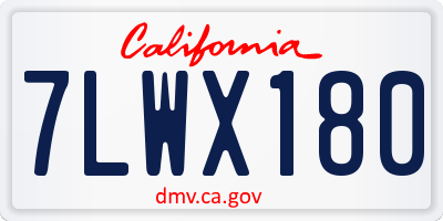 CA license plate 7LWX180