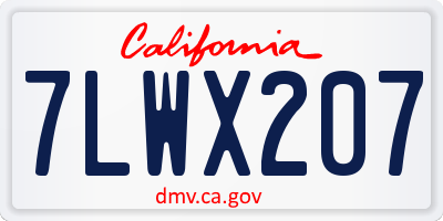 CA license plate 7LWX207