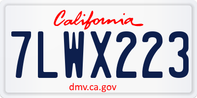 CA license plate 7LWX223