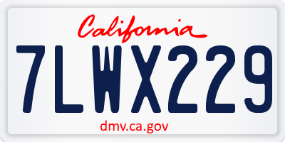 CA license plate 7LWX229
