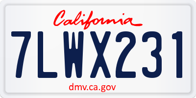 CA license plate 7LWX231