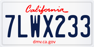 CA license plate 7LWX233