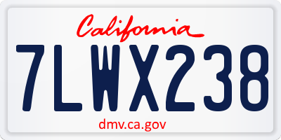 CA license plate 7LWX238