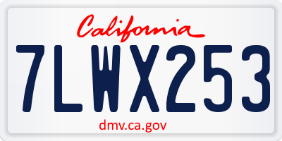CA license plate 7LWX253