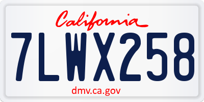 CA license plate 7LWX258