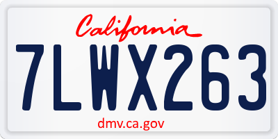 CA license plate 7LWX263