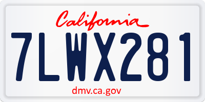 CA license plate 7LWX281
