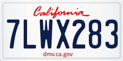 CA license plate 7LWX283
