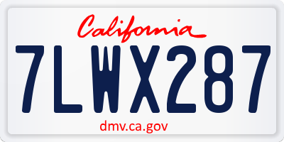 CA license plate 7LWX287
