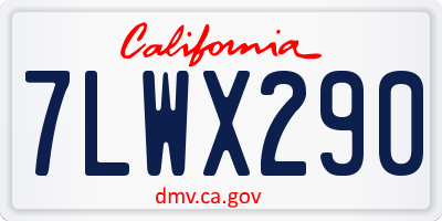 CA license plate 7LWX290