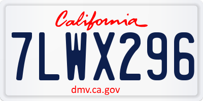 CA license plate 7LWX296