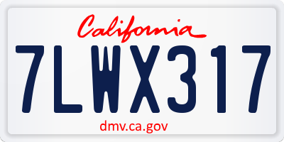 CA license plate 7LWX317