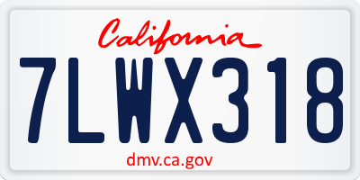CA license plate 7LWX318