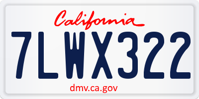 CA license plate 7LWX322