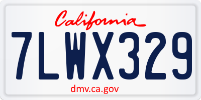 CA license plate 7LWX329