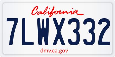 CA license plate 7LWX332