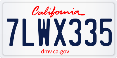 CA license plate 7LWX335