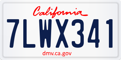 CA license plate 7LWX341