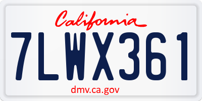 CA license plate 7LWX361