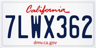 CA license plate 7LWX362