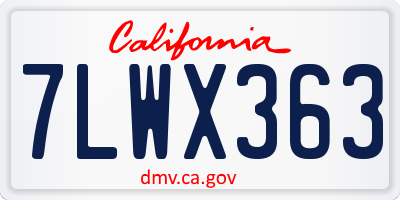 CA license plate 7LWX363