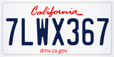CA license plate 7LWX367