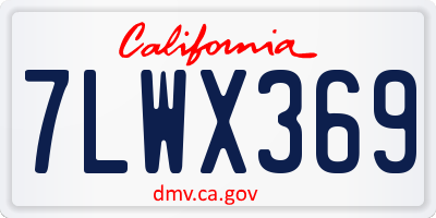 CA license plate 7LWX369