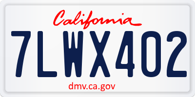 CA license plate 7LWX402