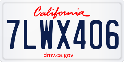 CA license plate 7LWX406