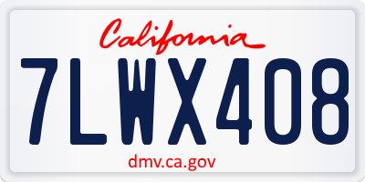 CA license plate 7LWX408