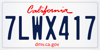 CA license plate 7LWX417