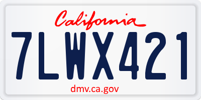 CA license plate 7LWX421