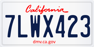 CA license plate 7LWX423