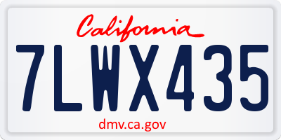 CA license plate 7LWX435