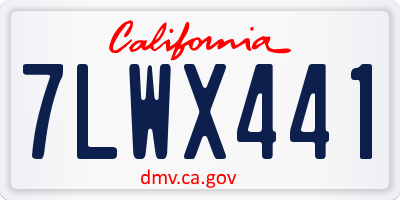CA license plate 7LWX441