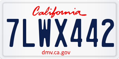 CA license plate 7LWX442