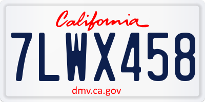CA license plate 7LWX458