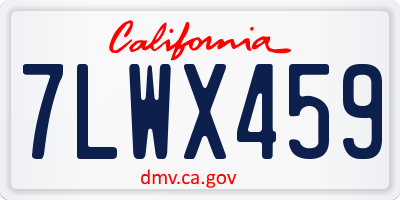 CA license plate 7LWX459