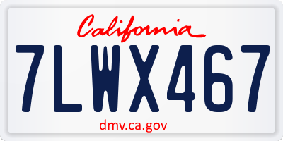 CA license plate 7LWX467
